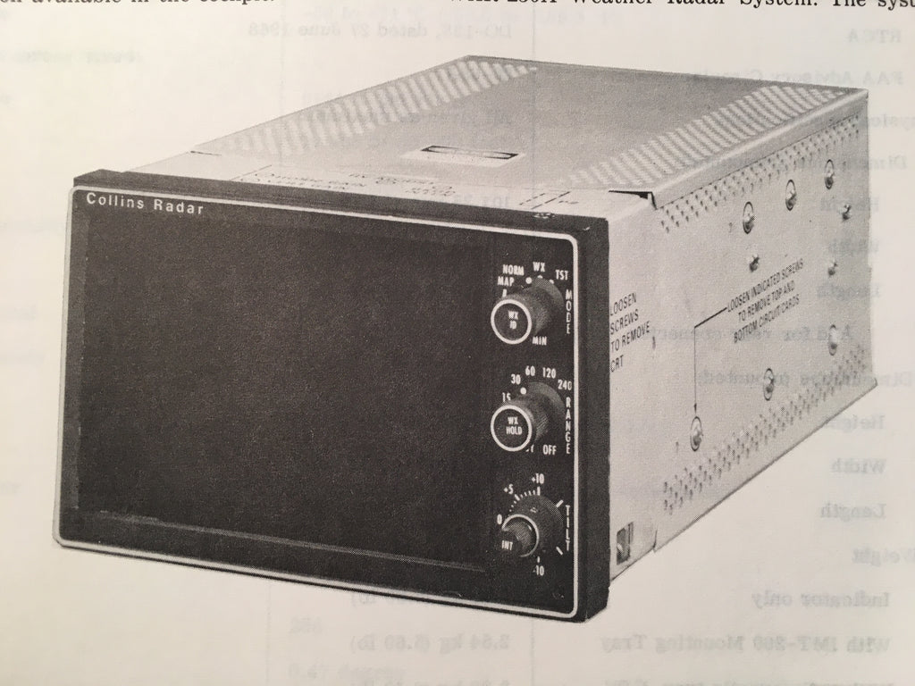 Collins IND-250C & IMT-200 Radar Indicator Service Manual.