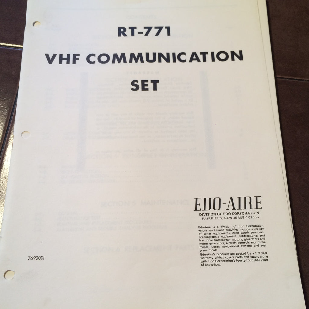 Edo-Aire RT-771 Install, Service & Parts Manual.