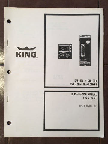 King Radio KTR 908 and KFS 598 Install Manual.