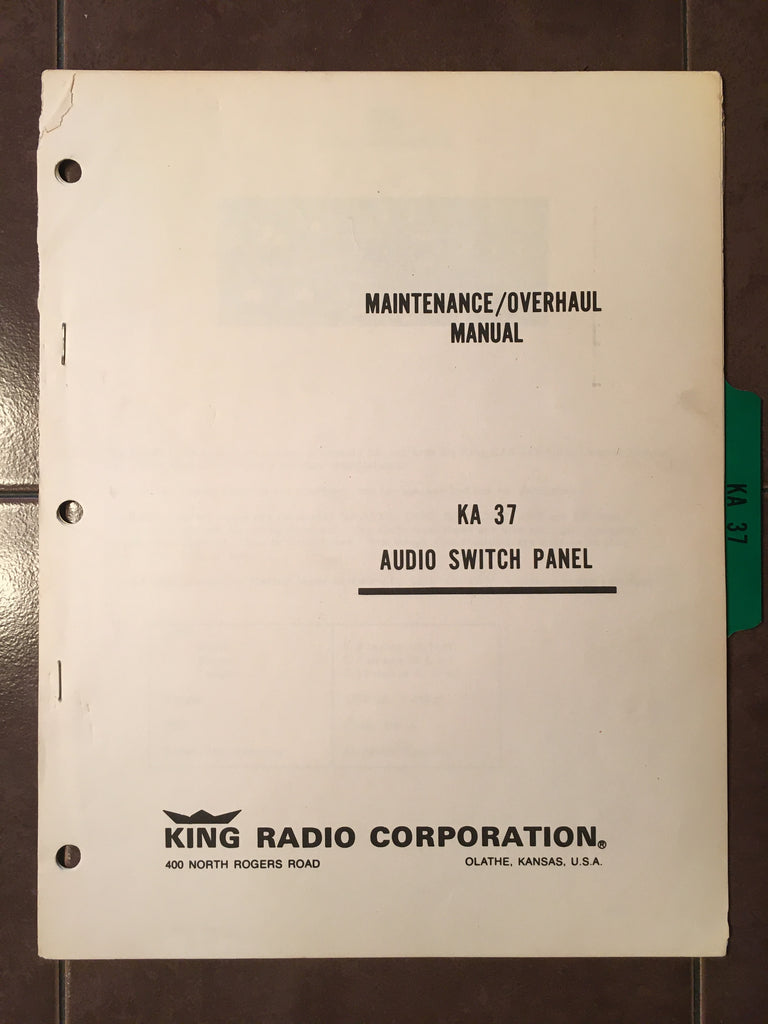 King Radio KA 37 Maintenance and Overhaul Manual.