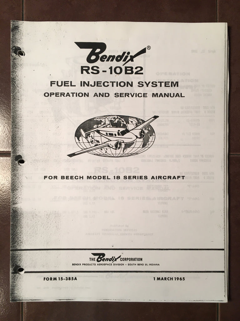 Bendix RS-10B2 Fuel Injector used on Beech 18 Operation & Service Manu ...