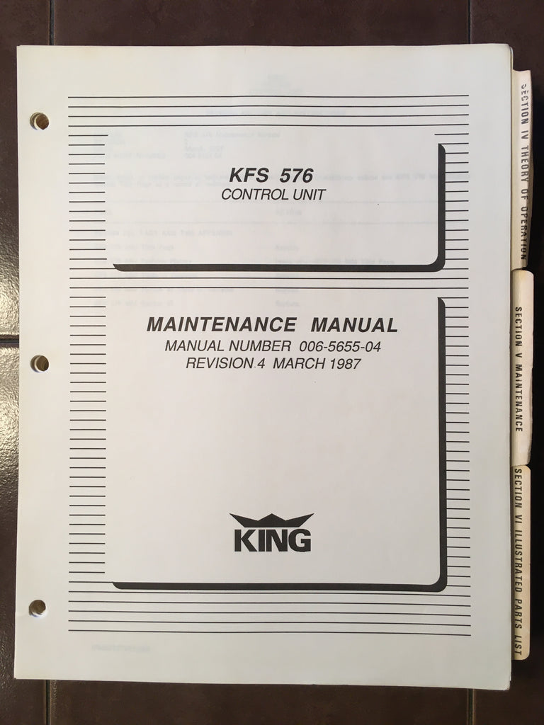 King Radio KFS 576 Control Unit Service Manual.
