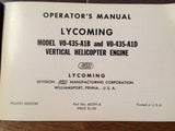 Lycoming VO-435-A1B & VO-435-A1D Helicopter Engine Operator's Manual. Circa 1959.