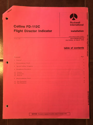 Collins FD 112C Indicator Install Manual.