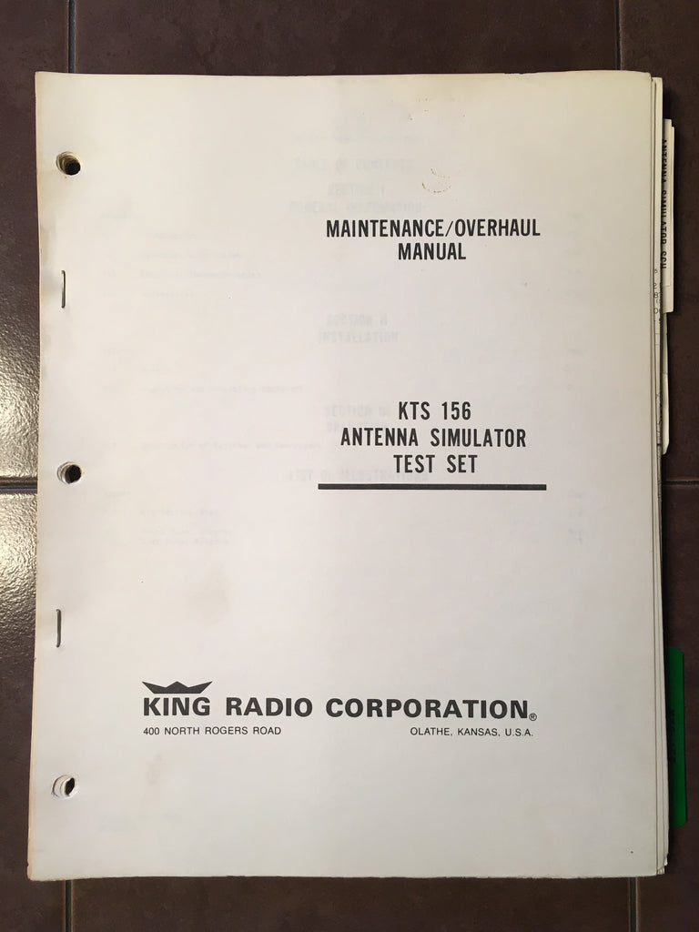 156 Test Set King KTS 156 Test Set Service Manual. – G's Plane Stuff