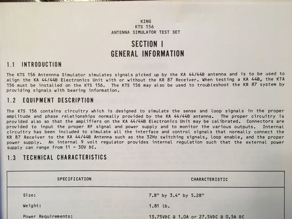 King KTS 156 Test Set Service Manual. – G's Plane Stuff