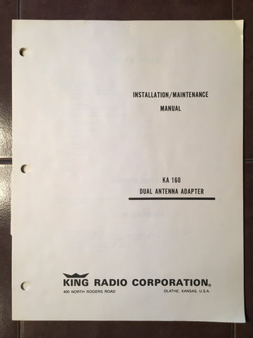 King KA-160 Dual Antenna Adapter Install, Service and Parts Manual.