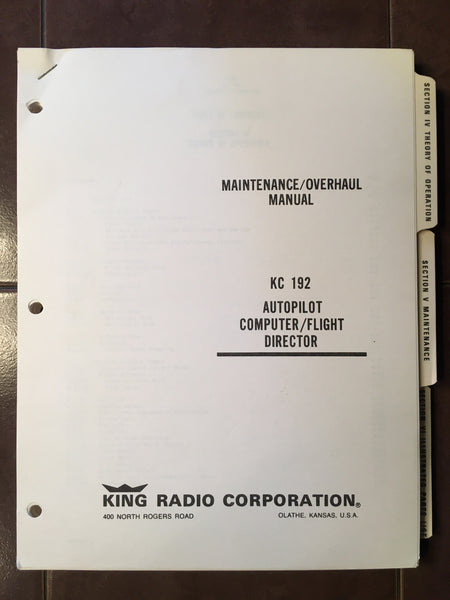 King KC 192 Autopilot Computer Flight Director Service Manual. – G's ...