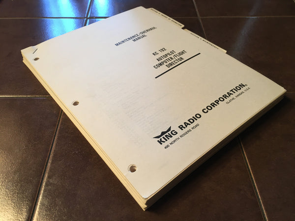 Kc 192 Flight Computer King KC 192 Autopilot Computer Flight Director Service Manual. – G's ...