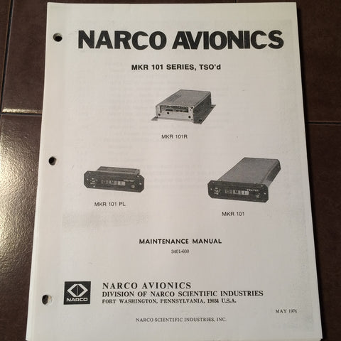 Narco MKR-101 Install, Service & Parts Manual.