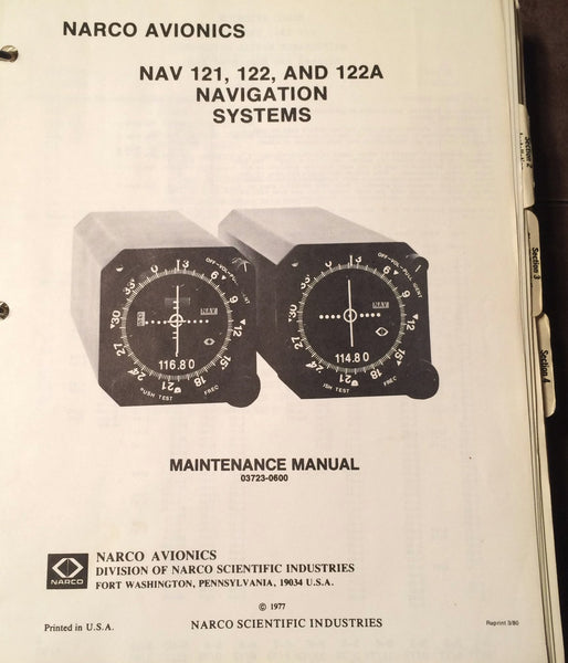 Narco Nav 121, 122 and 122A Install, Service & Parts Manual. G