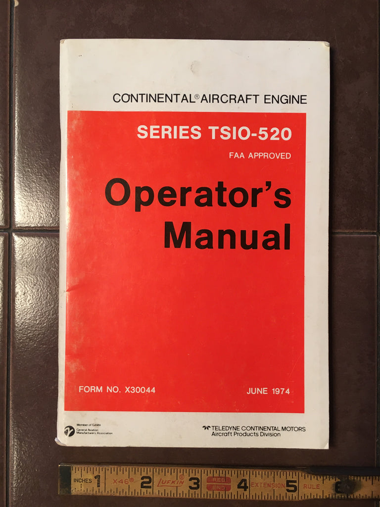 Continental TSIO520 Series Operator's Manual. G's Plane Stuff