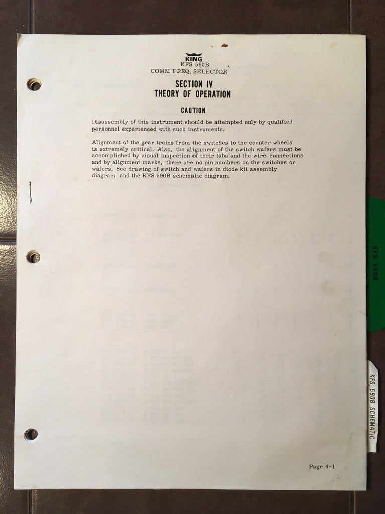King KFS 590B Service Manual.