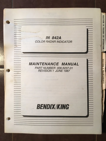 Bendix/King IN-842A Radar Indicator Service Manual.