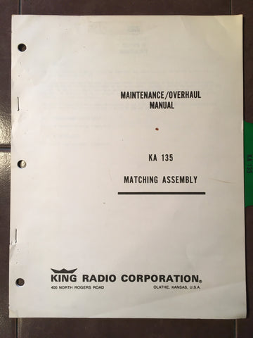 King KA 135 Matching Assembly Maintenance Overhaul & Parts Manual.