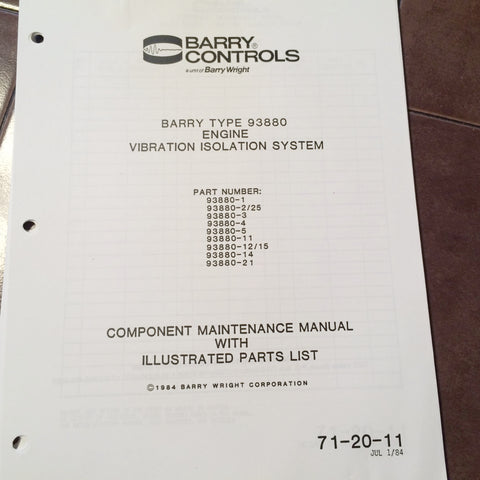 Barry 93880 Engine Vibration Isolation System Service & Parts Manual.