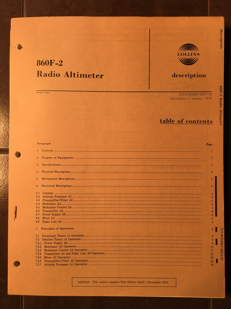 Collins 860F-2 Maintenance & Parts Manual.