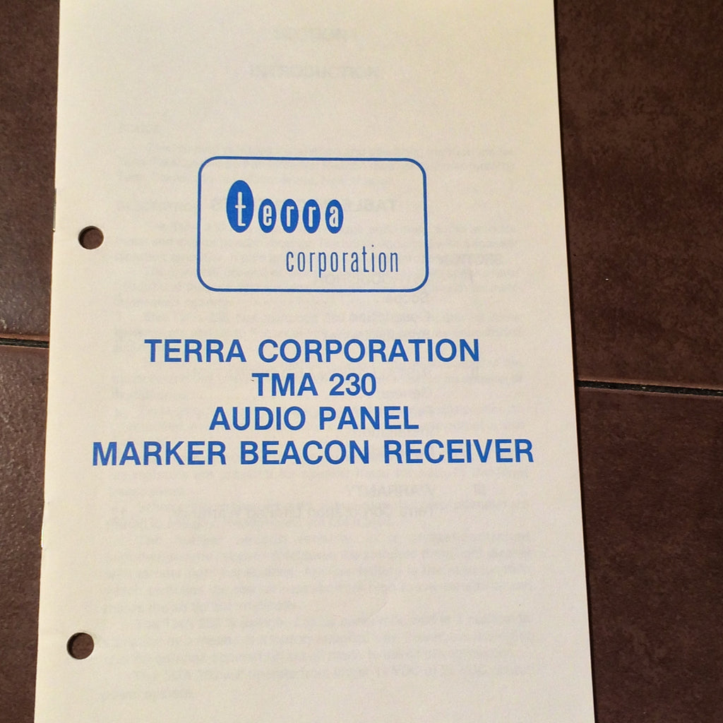 Terra TMA 230 Audio Install Operator's Manual.