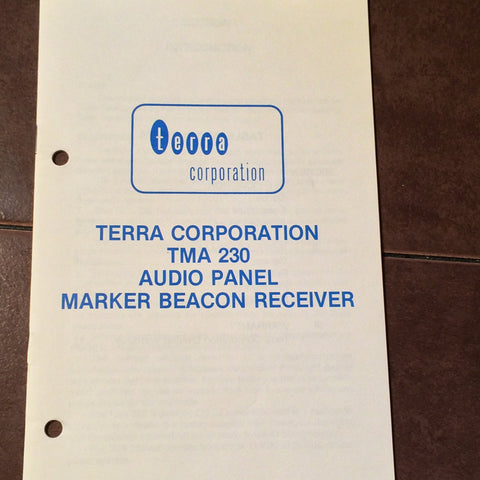 Terra TMA 230 Audio Install Operator's Manual.