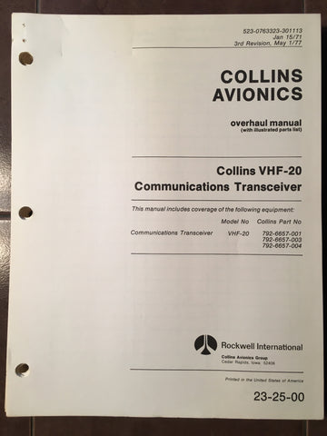 Collins VHF-20 Overhaul Manual.