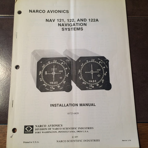Narco NAV 121, 122, 122A Install Manual.