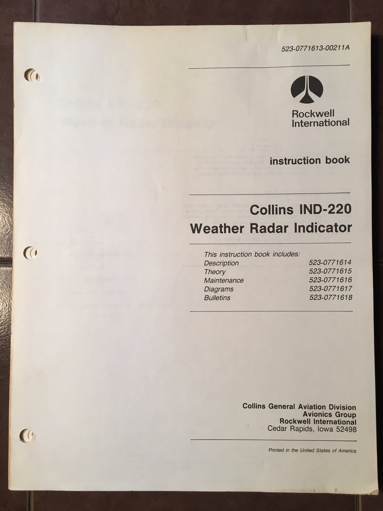 Collins IND-220 Radar Indicator Service Manual.