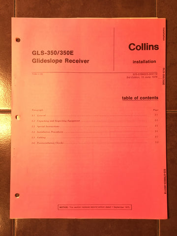 Collins Glideslope GLS-350 & GLS-350E Install Manual.