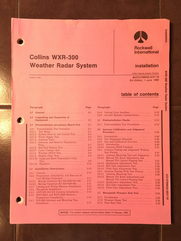 Collins WXR-300 Radar Install Manual.