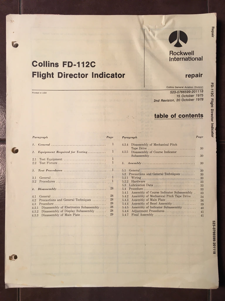 Collins FD-112C Repair & Parts manual.