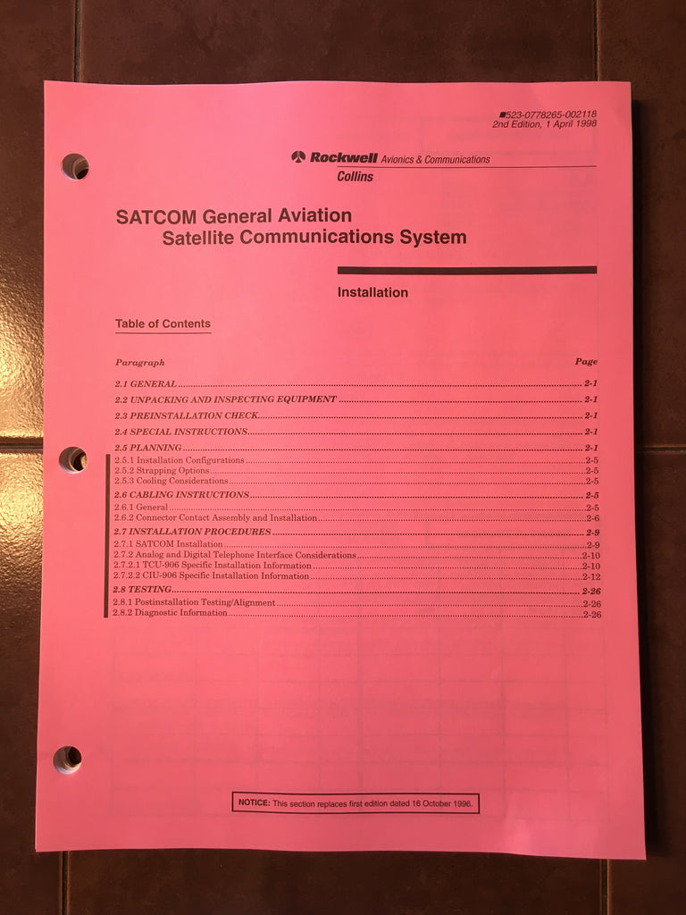 Collins SATCOM 906 Install Manual, covers SDU-906, RFU-900 & HPA-901A