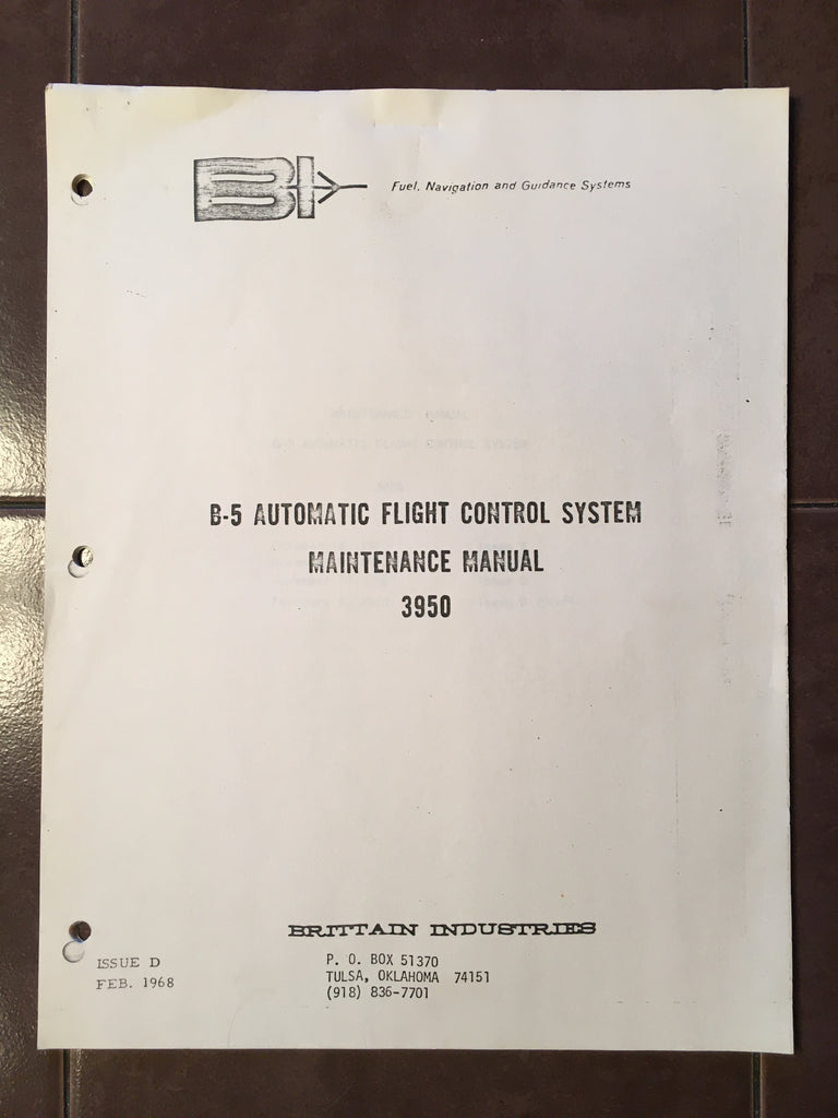 Brittain Industries B-5 Autopilot Maintenance Manual.