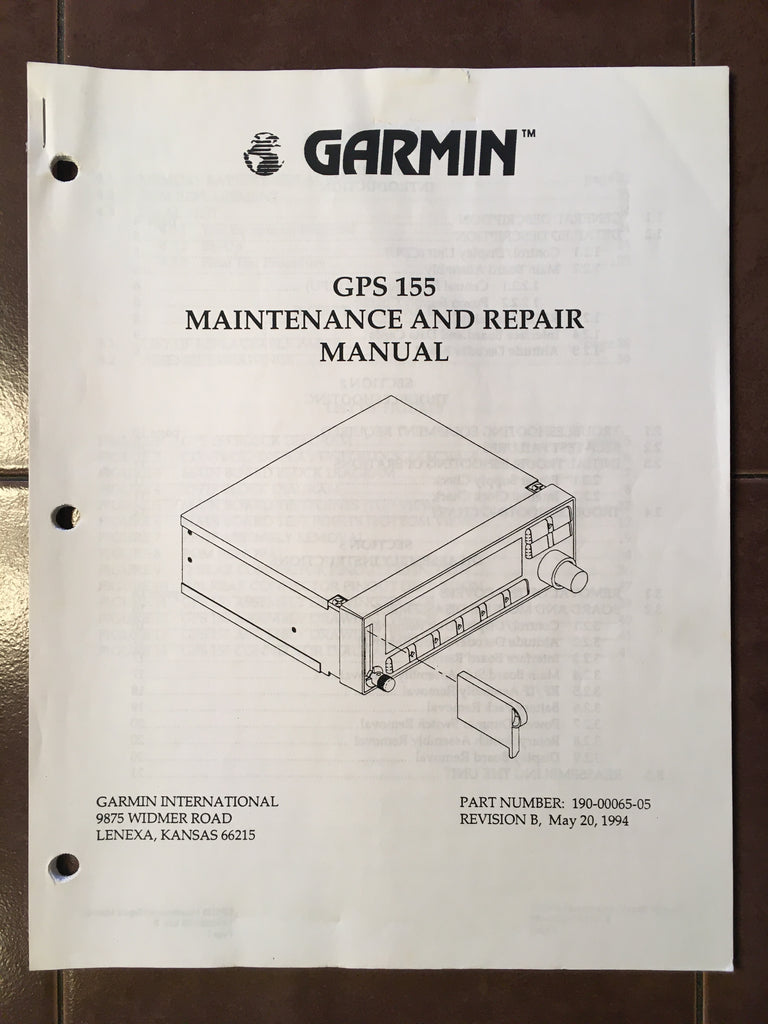 Garmin International GPS-155 Maintenance Manual.
