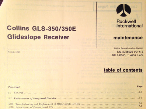 Collins GLS-350 & GLS-350E Glideslope Service Manual.  Circa 1978.