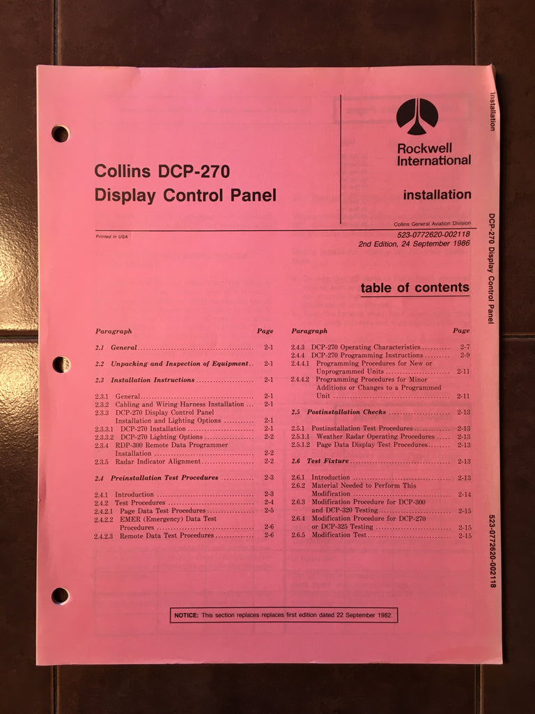 Collins DCP-270 Install Manual.