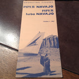 Original 1967 Piper Navajo & Turbo Navajo Operating Figures Brochure.