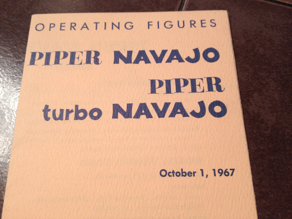 Original 1967 Piper Navajo & Turbo Navajo Operating Figures Brochure.