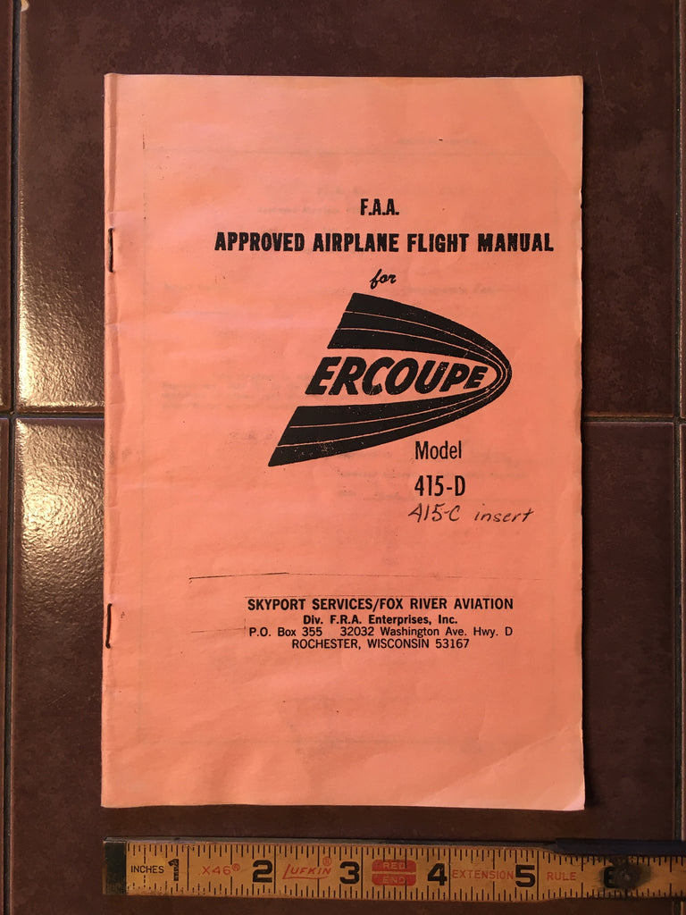 Ercoupe Model 415-D Airplane Flight Manual.