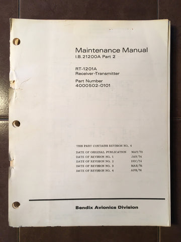 Bendix RT-1201A Radar Service & Parts Manual.