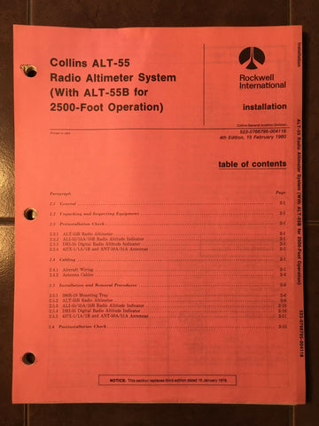 Collins ALT 55 and ALT 55B Install Manual.