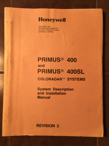 Honeywell Primus 400 and 400SL Radar install manual.