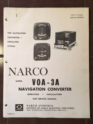 Narco VOA-3A Nav Converter Indicator Install, Service & Parts Manual.