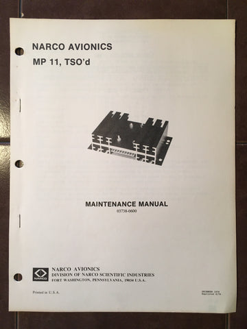 Narco MP 11 Install, Service & Parts Manual.