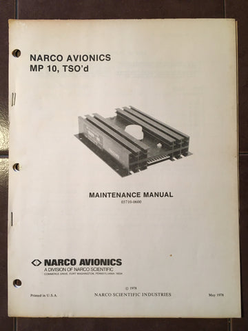 Narco MP 10 Install, Service & Parts Manual.