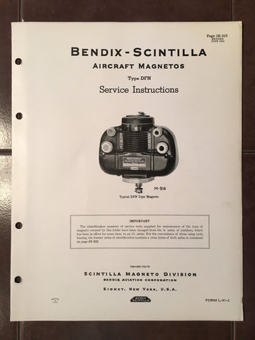 Scintilla DFN Magneto Service Instructions Booklet.