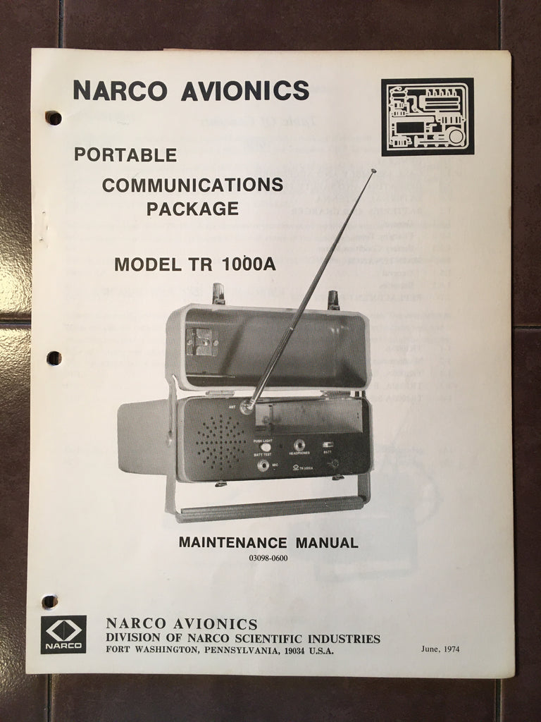 Narco TR-1000A Unicom Service & Parts Manual.