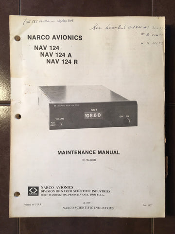 Narco Nav 124, 124A, 124R Service & Parts Manual.