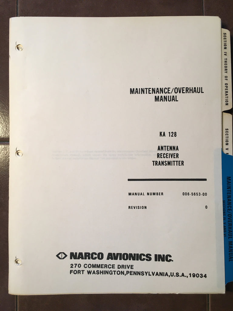 Narco KA-128 Radar Service & Parts Manual.