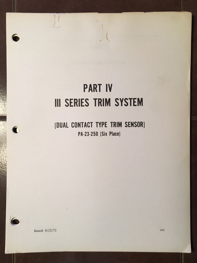 Piper Edo III Series Automatic Electric Pitch Trim in PA-23-250 Service Manual.