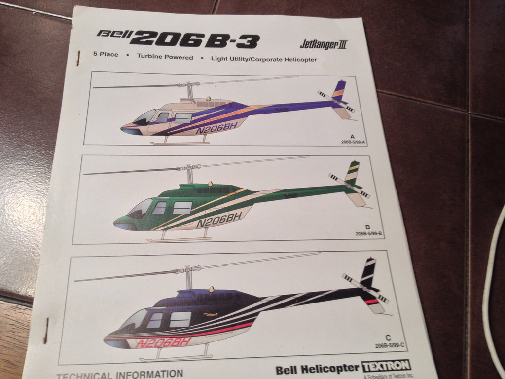 Bell 206B-3 Technical Information Booklet Manual.