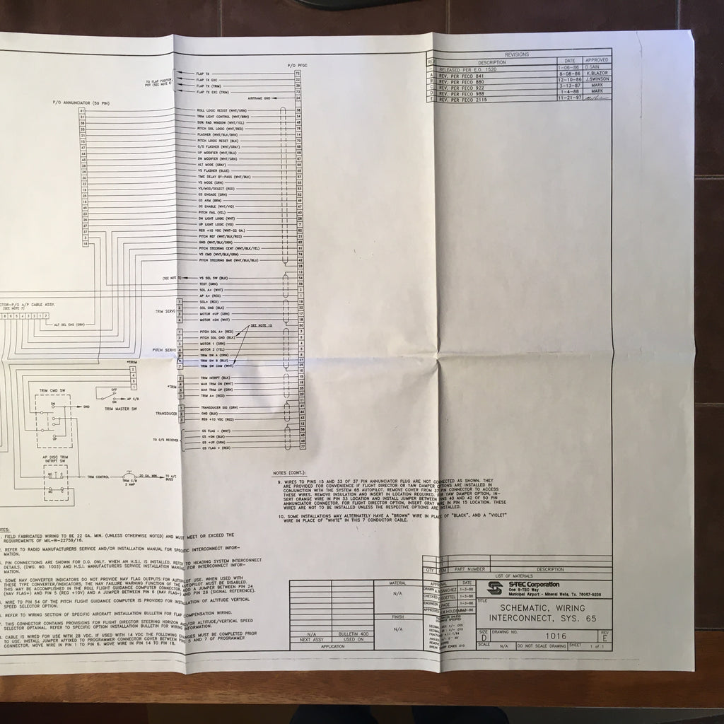 S-tec System 65 Schematic, Installation Wiring Interconnect.